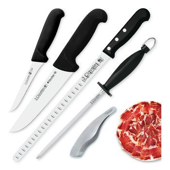 3 Claveles Premium - Kit Profesional De Cuchillo Jamonero Deshuesadores Chaira Y Pinzas