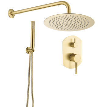 Conjunto De Ducha Empotrada Monomando Redonda Nala Oro Cepillado Ø 25cm Dorado