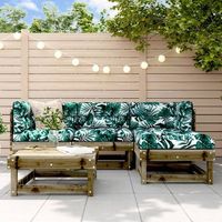 conjunto de sofas de jardin 5 uds  mueble jardin mesa y sillas madera de pino impregnada cfw344760