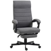 vinsetto silla de oficina reclinable con altura ajustable reposabrazos y reposapies retractil gris   aosom espana