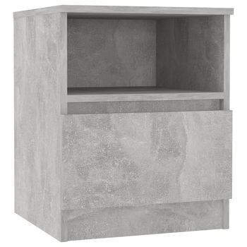 Mesita De Noche | Mesa Auxiliar | Mesilla Madera Ingeniería Gris Hormigón 40x40x50 Cm