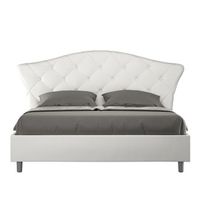 cama con somier acolchada 160x200 cuero sintetico blanco langre