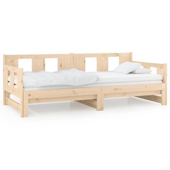 Sofá Cama | Cama Para Adulto | Sofá Convertible Extraíble Madera Maciza De Pino 2x(90x190) Cm