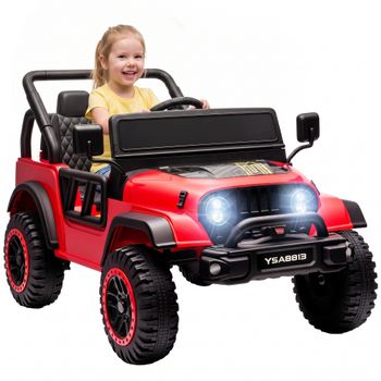 AIYAPLAY Coche Eléctrico para Niños de 3+ Años 12 V con 2 Motores Mando a Distancia USB Música y Claxon 3-5 km/h Rojo   Aosom España