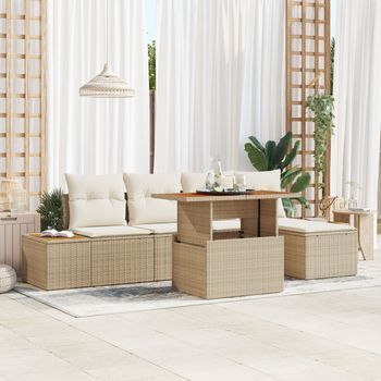 Conjunto De Sofá De Jardín Conjunto De 6 Beige, Crema V1772 Unico / Beige