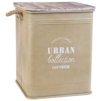 cesto de ropa de metal impreso beige 41x41x52