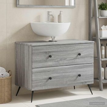 Vidaxl Mueble De Lavabo Para Baño Breda Sonoma Gris 82 X 41 X 59 Cm