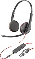 poly auriculares blackwire 3225 estereo usb-c  conector de 35 mm  adaptador usb-ca paquete