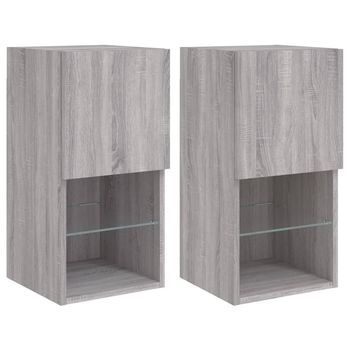 Muebles Para Tv Con Luces Led 2 Uds Gris Sonoma 30,5x30x60 Cm Vidaxl