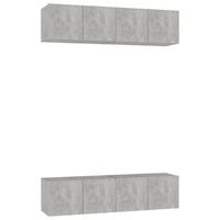 set 4 uds muebles tv  mueble de salon  armario tv madera ingenieria roble sonoma
