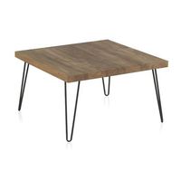 mesa auxiliar de madera de olmo viejo con patas de metal