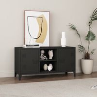 mesa de tele kotka con 2 puertas acero 113x40x58 cm - negro encasa