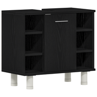 gabinete de bano  armario de bano con estante roble negro 60 x 32 x 54 cm