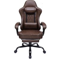 silla gaming gtplayer ajustable reposapies soporte lumbar 150 kg marron retro