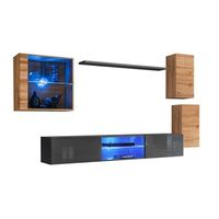 conjunto de muebles de salon switch xxiii diseno en color roble y gris