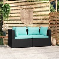 sofa de 2 plazas  sofa de salon  sofa de descanso con cojines ratan sintetico negro cfw28776
