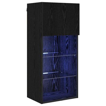 Mueble De Tv | Mueble De Salón | Gabinete De Tv Montado En La Pared Roble Negro 40,5 X 30 X 90 Cm