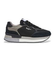 pepe jeans para mujer pls600008 zapatillas de piel rusper glam negro 36 3 a 5cm cordones casual