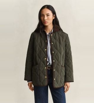 Gant para mujer. 4700434 Chaqueta acolchada con monograma verde (S), Casual, Poliéster