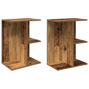 Mesitas Noche 2 Uds Madera Ingeniería Envejecida 46,5x29x61 Cm Vidaxl