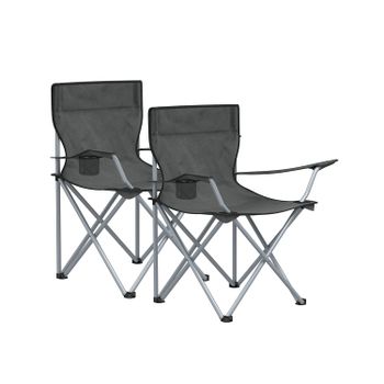 Sillas de Camping de Exterior Apoyabrazos Bolsillo para Tazas Portátil, Gris Pizarra