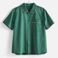 hay outline pyjama short sleeve shirt emerald green - smallmedium