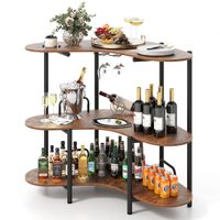 costway mesa de bar con soportes para copas y estantes ini bar industrial con marco metalico 120 x 66 x 102 cm