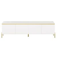 mueble tv blanco de cuatro puertas 170 cm pasacables y patas metalicas