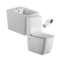 pack inodoro completo cuadrado fondo reducido rimless y tapa con caida amortiguada  bidet a suelo de bano moderno