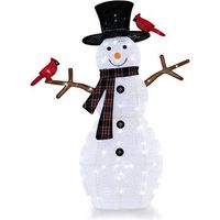 muneco de nieve 127 cm y pajaros rojos costway decoracion navidena con luces led blancas frias