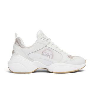 Michael Kors para mujer. 43T6BWFS3L Zapatillas de Piel Bowie blanco (39), Plano, 1 a 3cm, Cordones, Casual