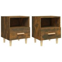 pack 2 uds mesitas de noche  mesa auxiliar  mesilla color roble ahumado 40x35x47 cm