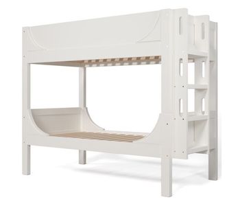 Cama litera separable 90x200 cm - escalera flexible, diseño de trineo, blanco