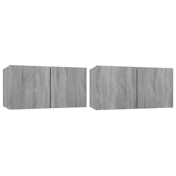 Muebles Para Tv | Muebles De Salón Colgantes 2 Uds Madera Gris Sonoma 60x30x30 Cm Cfw52994