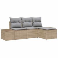 conjunto de sofa de jardin 4 piezas  mueble de jardin beige ratan sintetico