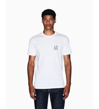 A|X Armani Exchange para hombre. XM000365AF12308U0009 Camiseta de corte regular blanco (S), Casual, Algodón, Manga corta
