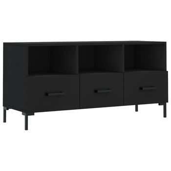 Mueble De Tv Madera De Ingeniería Negro 102x36x50 Cm Vidaxl