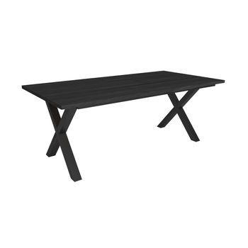 Mesa Comedor, Mesa Fija Cocina Y Salón, 194x90x74 Cm, Para 10 Comensales, Muebles Comedor, Estilo Industrial, Negro