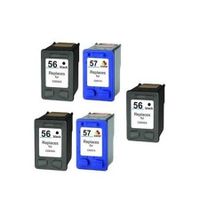 compatible multipack hp psc 2410xi printer ink cartridges 5 pack -c6656ae