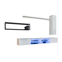 conjunto de muebles de salon industrial switch m4 r blanco r led integrado  sistema push to open