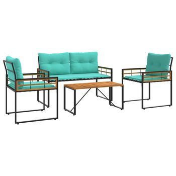 Juego De Muebles De Exterior Con Cojín 4 Piezas | Mobiliario De Jardín Tuquesa