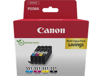 cartucho de tinta - canon cli-551 300 paginas negro magenta cian y amarillo