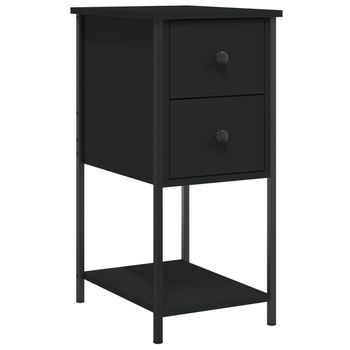 Mesita De Noche | Mesa Auxiliar | Mesilla Madera De Ingeniería Negro 32x42x70 Cm
