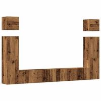 conjunto de mueble de tv 6 uds  mueble de salon  gabinete de tv montado la pared madera vieja