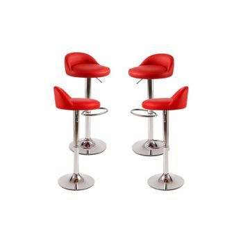 Pack 4 Taburetes Cirkus De Polipiel 89*39*38.50 Cm - Rojo