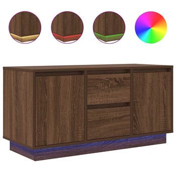 Mueble De Tv Con Luces Led Roble Marrón 100x41x50 Cm Vidaxl