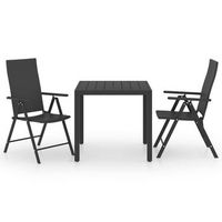 conjunto comedor jardin 3 uds  mueble jardin mesa y sillas negro