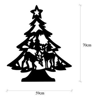 Decoración Pared De Metal Xmasblack-24 Negro 59x70 Cm