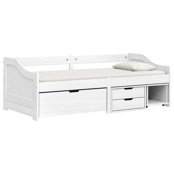 Sofá Cama Con 3 Cajones Madera Maciza Pino Blanca Irun 90x200cm
