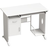 homcom escritorio para ordenador 100x52x75 cm bandeja deslizante para teclado cajones y soporte para unidad central blanco   aosom espana
